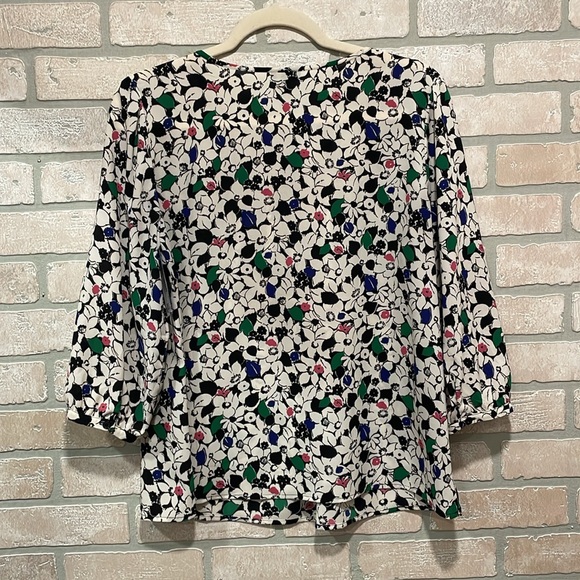 Talbots - White/Floral - Long Sleeve Top - Picture 3 of 3
